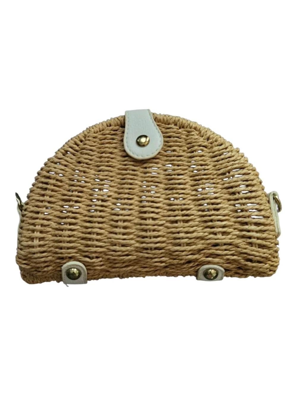 Woven Straw Crossbody Bag with White Trim Summer Clutch Neutral